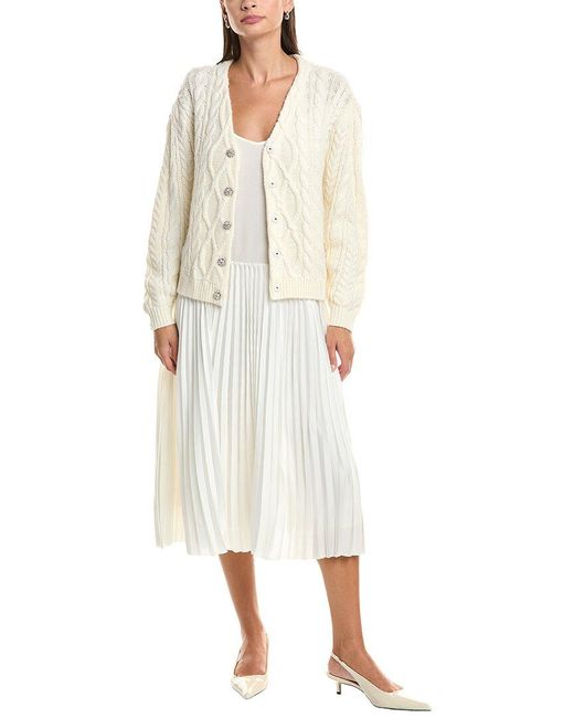 Cinq À Sept White Amandine Cardigan Wool-Blend Maxi Dress