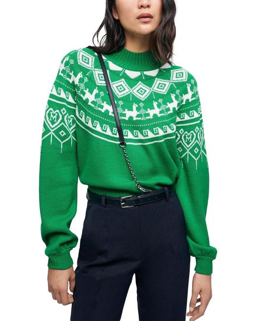 Maje Green Wool-blend Sweater