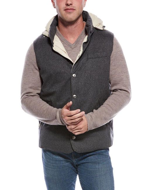 Brunello Cucinelli Gray Wool Down Vest for men