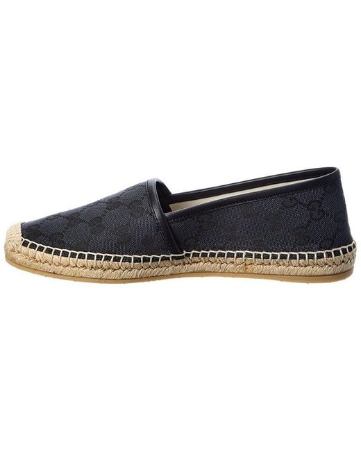 Gucci GG Canvas & Leather Espadrille in Blue | Lyst