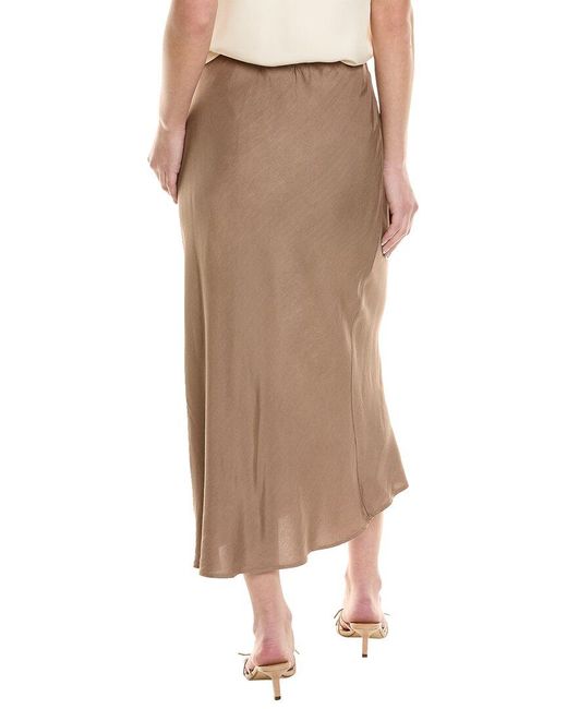 Stateside Brown Satin Midi Skirt