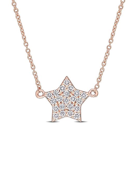 Diamond Select Cuts Metallic 14k Rose Gold 0.12 Ct. Tw. Diamond Star Necklace