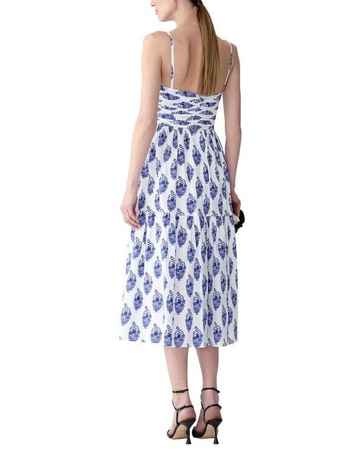 Carolina Herrera Blue Spaghetti Strap Bustier A-Line Midi Dress