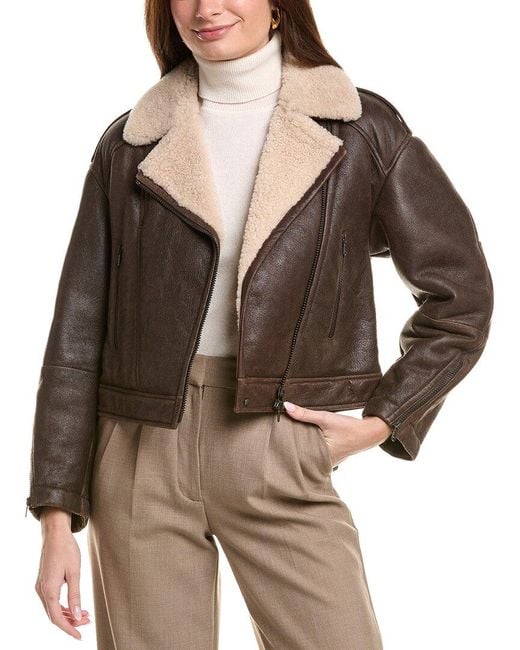 Brunello Cucinelli Brown Sheepskin Leather Jacket