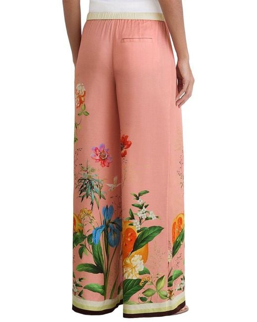 Reiss Red Milos Tropical Scarf Print Wide Leg Trouser