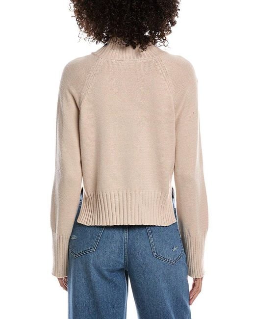 LUXE ALWAYS Blue Mock Neck Sweater