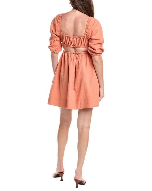 En Saison Red Yareli Linen-Blend Mini Dress