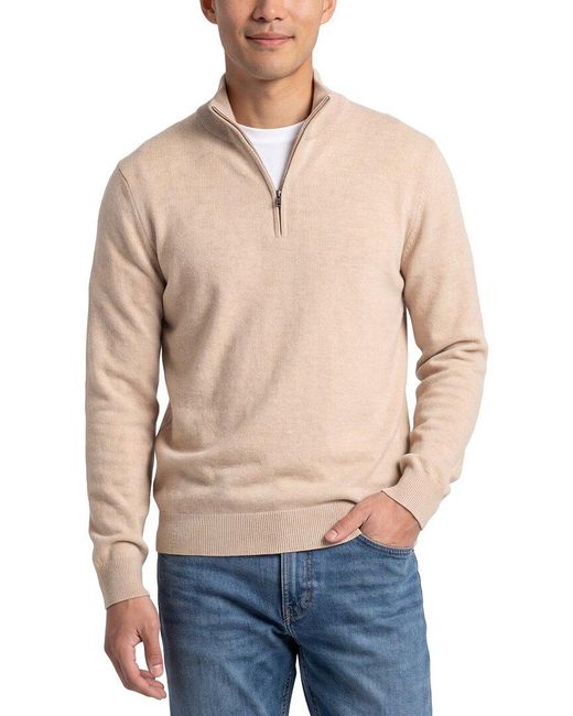 Phenix Blue 100% Cashmere 1/4-Zip Sweater for men