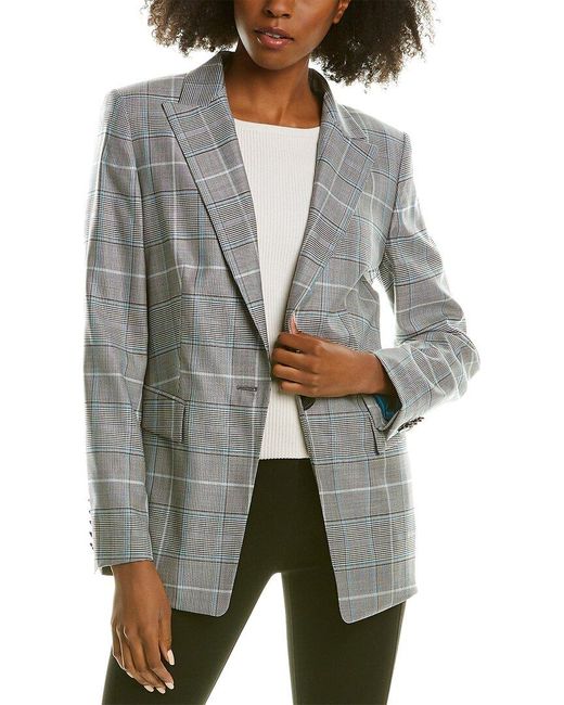 ESCADA Gray Begaskos Wool-Blend Blazer