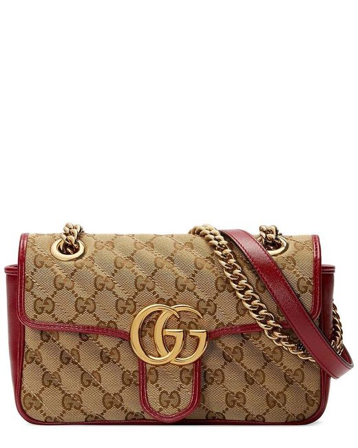 Gucci Brown Marmont Mini GG Canvas & Leather Shoulder Bag