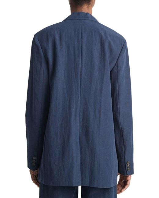 Vince Blue Relaxed Textured Wool-Blend Blazer