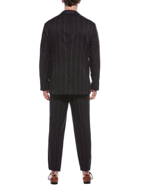 Brunello Cucinelli Black 2pc Wool-blend Suit With Pleated Pant for men