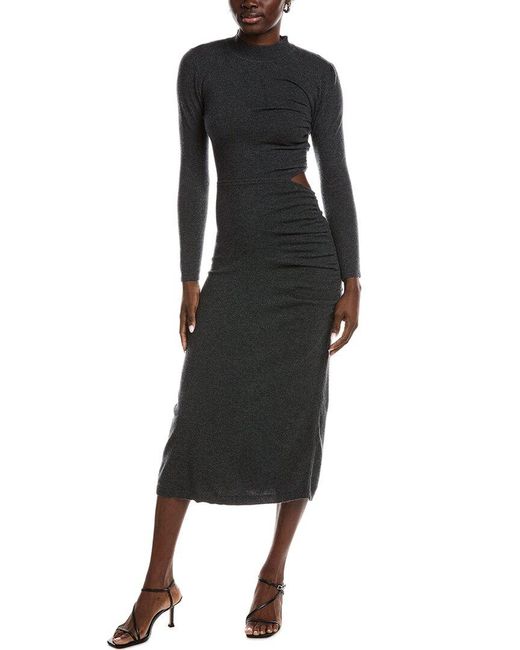 Sandro Black Wool & Cashmere-Blend Knit Maxi Dress