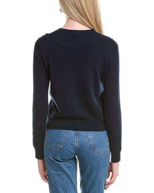 Autumn Cashmere Blue Spring Flowers Embroidered Sweater