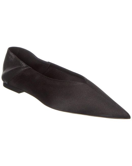 Saint Laurent Black Nour Silk & Leather Slipper