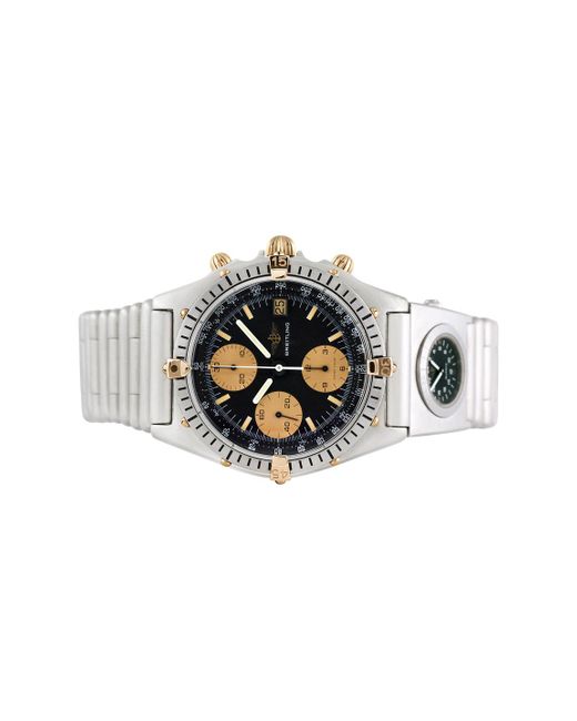 Breitling Vintage Breitling Chronomat Dual Time Stainless Steel 18k Yellow Gold Watch 40mm in Black for Men Lyst