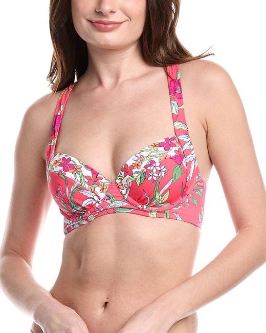 Tommy Bahama Pink Summer Floral Underwire Crossback Bikini Top