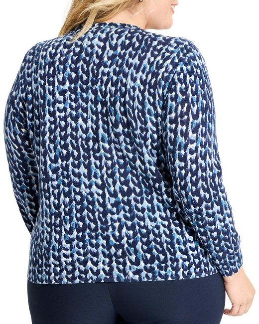 NIC+ZOE Blue Plus Knit Stitch Sweater