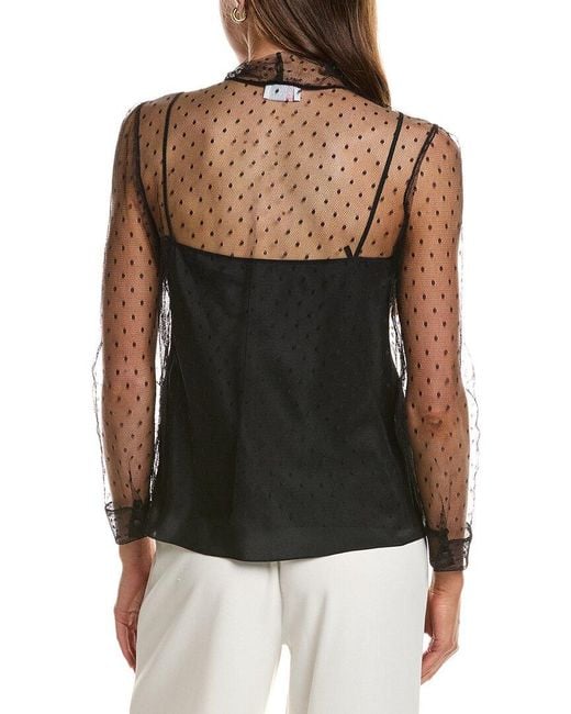 RED Valentino Black Net Lace Blouse