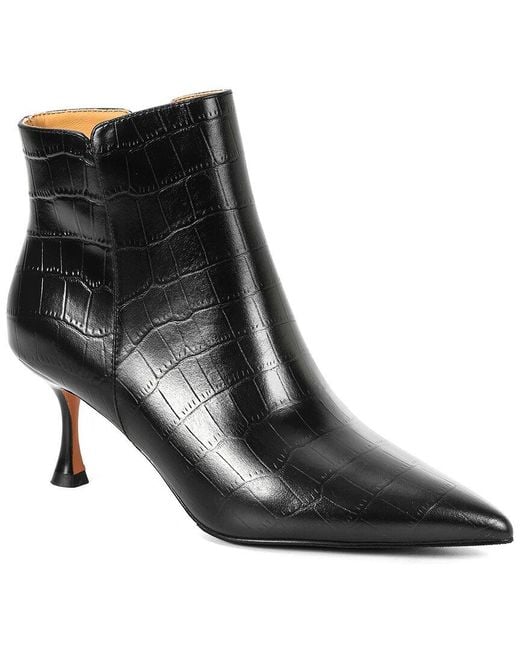 Tiffany & Fred Paris Black Embossed Leather Bootie