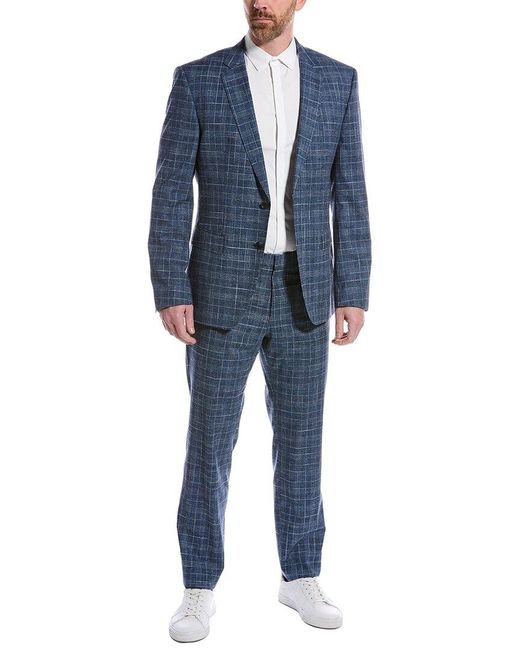 BOSS by HUGO BOSS 2pc Slim Fit Wool & Linen-blend Suit in Blue for Men |  Lyst