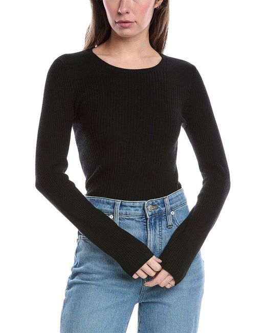 Rag & Bone Black Audrina Crewneck Wool-Blend Sweater