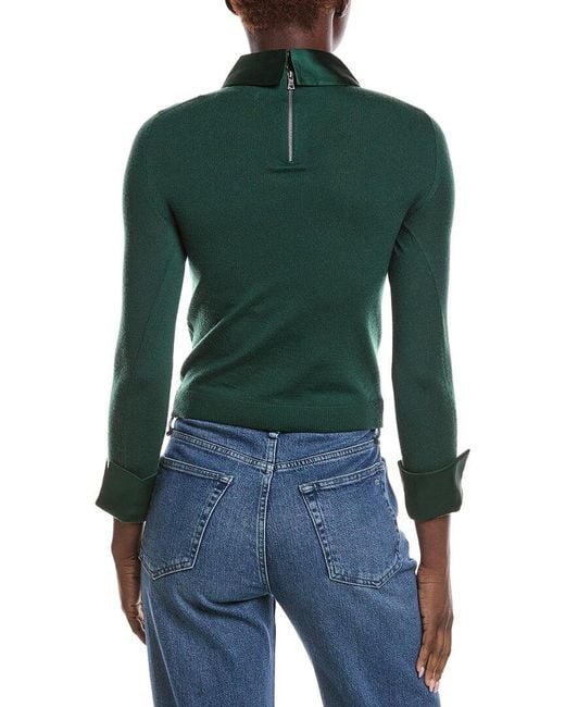 Alice + Olivia Green Porla Collared Sweater