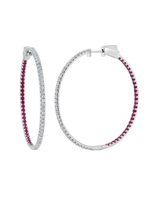 Sabrina Designs Multicolor 14k 2.44 Ct. Tw. Diamond & Ruby Hoops