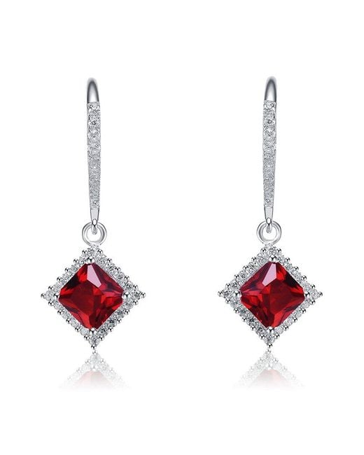 Genevive Jewelry Red Cz Dangle Earrings