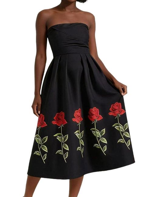 Linda Charm Black Midi Dress