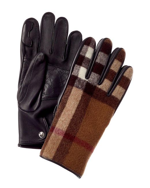 Burberry Check Cashmere-lined Wool & Leather Gloves in Brown - Save 26% |  Lyst