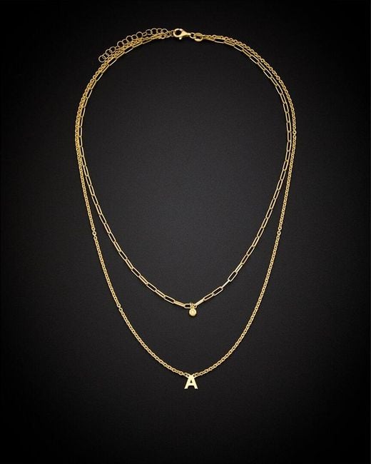 Italian Gold Over Silver Black 18K Diamond Initial Necklace -Z)