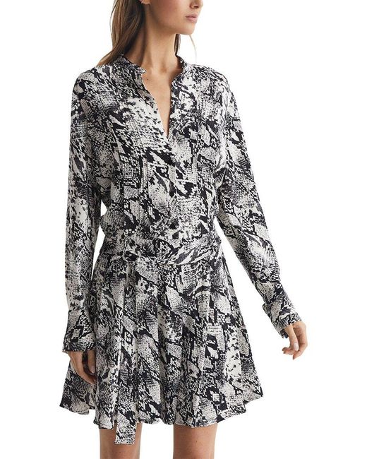 Reiss White Scarlett Animal Print Flippy Dress
