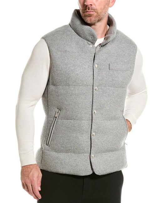 Brunello Cucinelli Cashmere Puffer Down Vest in Grey for Men Lyst UK