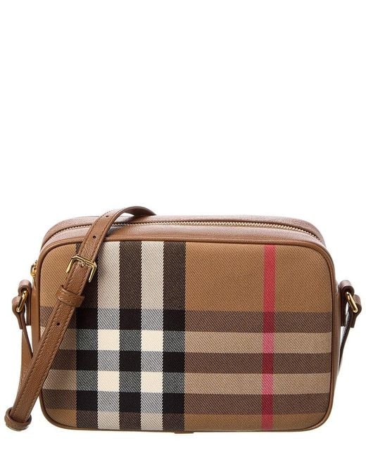 Burberry Brown Check Canvas & Leather Camera Bag