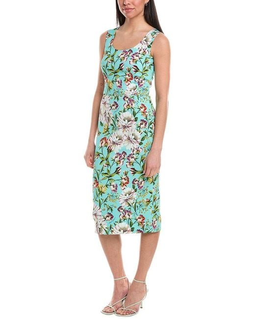 dolce gabbana green dress Dolce & Gabbana Green Leaves Print Cotton Halter Midi Dress main image 1