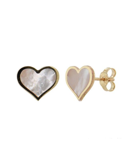 Sabrina Designs Metallic 14k Mother-of-pearl Heart Station Earrings