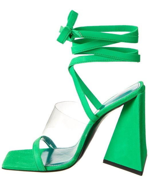 The Attico Green Isa Suede & Vinyl Sandal