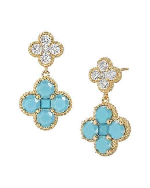Liv Oliver Blue 18K Plated 1.25 Ct. Tw. Cz Earrings