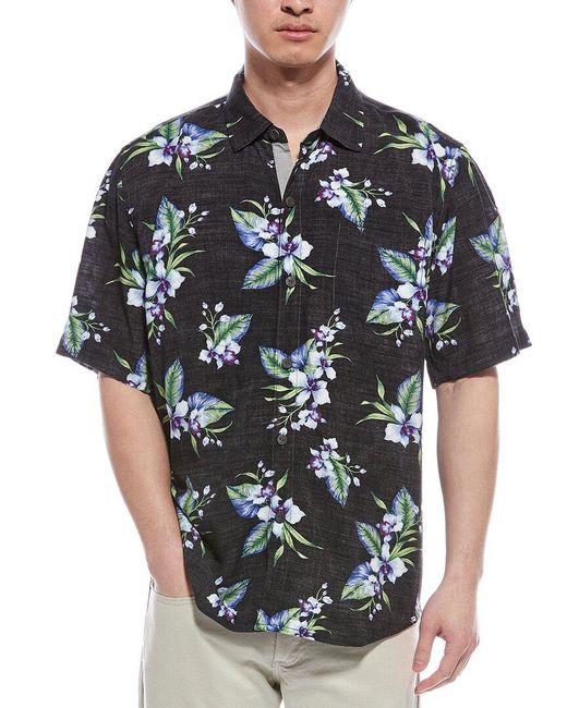 Tommy Bahama Black Veracruz Cay Floating Blooms Shirt for men