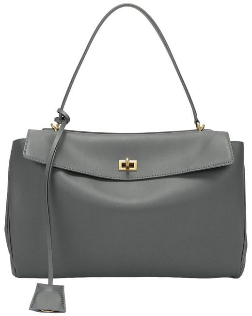 Tiffany & Fred Paris Gray Large Smooth Leather Tote