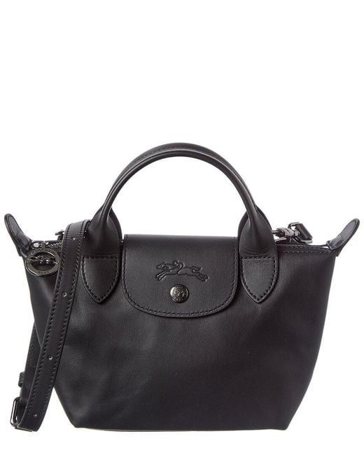 Longchamp Black Le Pliage Xtra Leather Mini Satchel