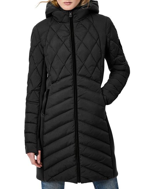 Bernardo Long Quilted Jacket in Black | Lyst