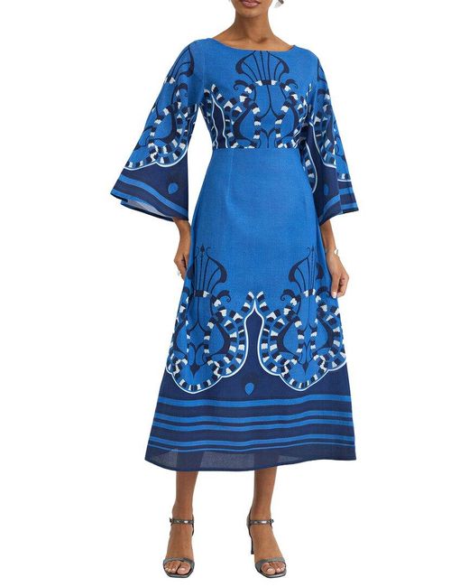 AMINA GLAM Blue Midi Dress
