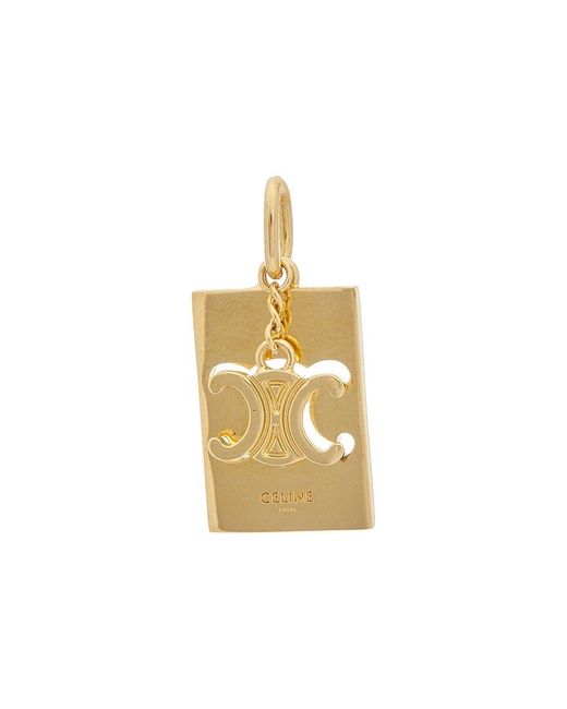 Céline Metallic Triomphe Interlocked Pendant