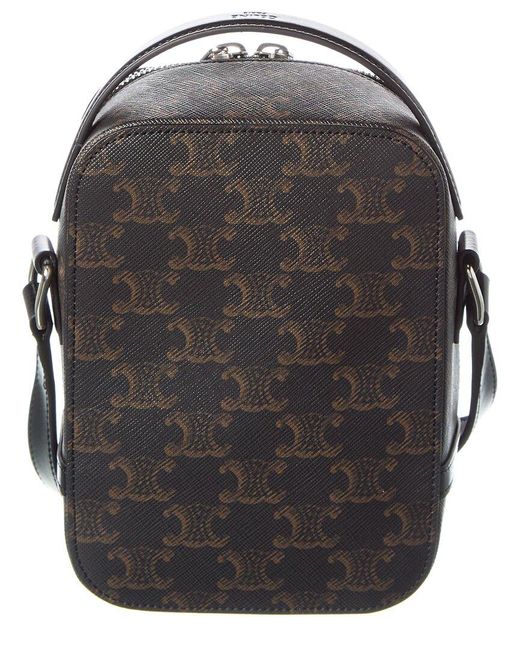 Céline Black Triomphe Canvas & Leather Vertical Messenger Box Bag