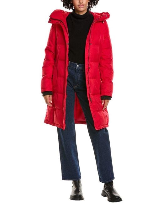 Sam Edelman Belted 3 quarter Puffer Coat in Red Lyst UK