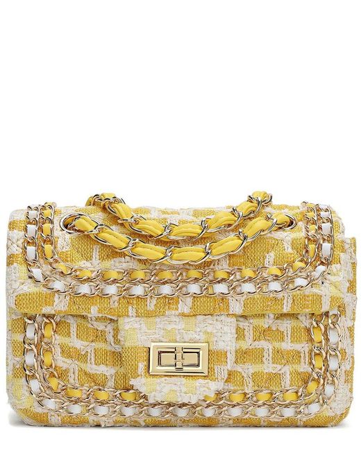 Tiffany & Fred Tweed & Leather Shoulder Bag in Yellow-White (Yellow) | Lyst