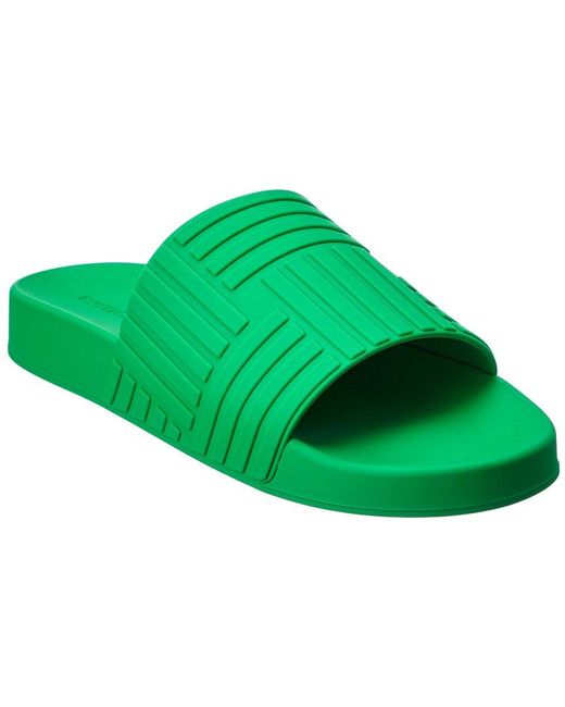 Bottega Veneta Green Slider Rubber Slide