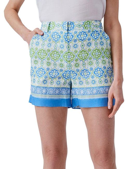 J.McLaughlin Blue Orita Linen-Blend Short